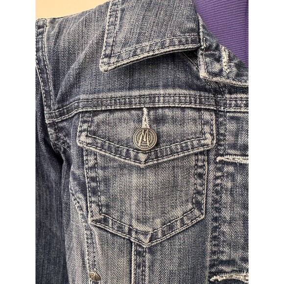 GUESS Marciano Y2K Denim Jacket Small Cotton Animal Print Lining 2000s - Picture 3 of 16